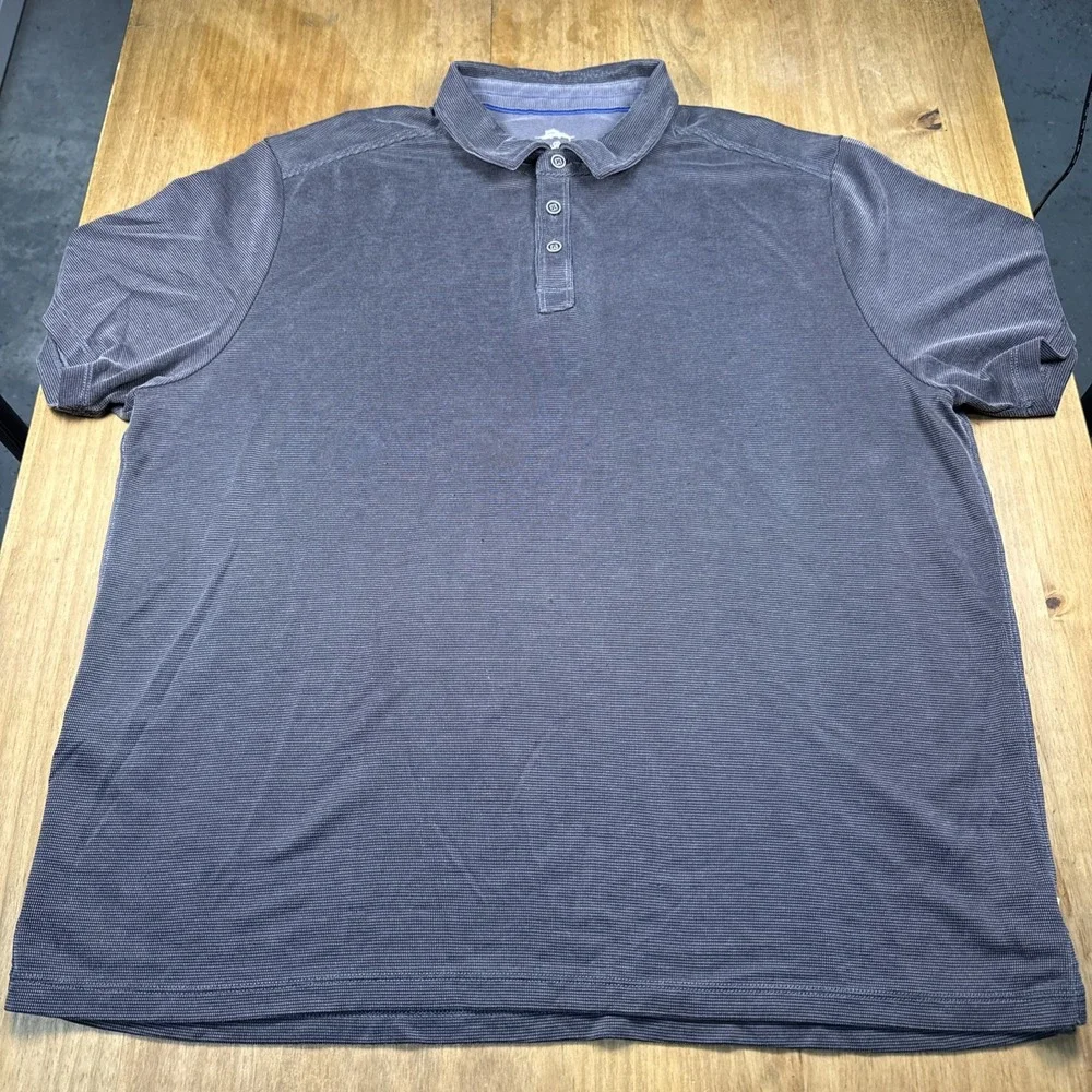 Tommy Bahama Short Sleeve Polo Shirt Mens XXL Gray Golf Lightweight Distressed - Picture 2 of 10